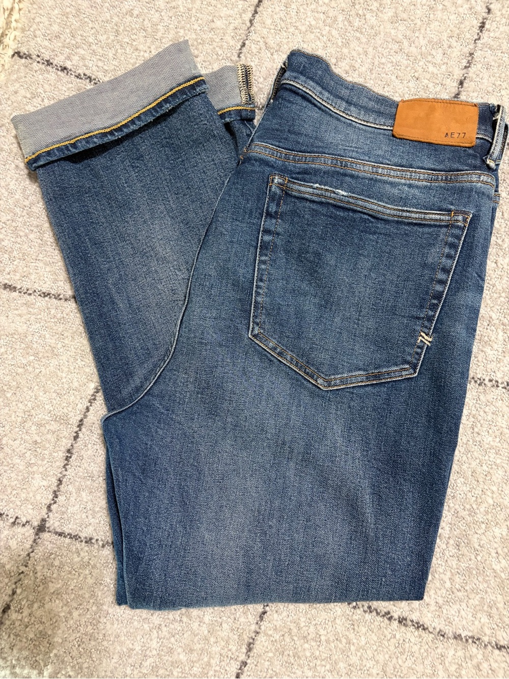 American Eagle AE77 Premium Button Fly Straight Crop Jeans